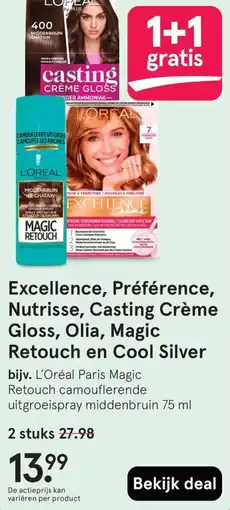 Etos Excellence, Préférence, Nutrisse, Casting Crème Gloss, Olia, Magic Retouch en Cool Silver aanbieding