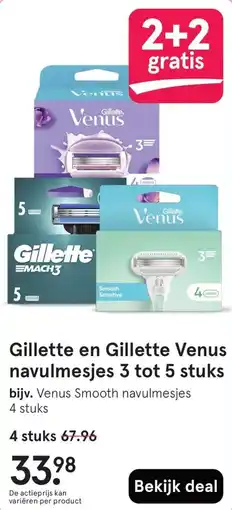 Etos Gillette en Gillette Venus navulmesjes 3 tot 5 stuks aanbieding