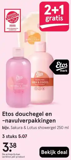 Etos Etos douchegel en navulverpakkingen aanbieding