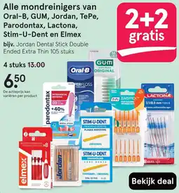 Etos Alle mondreinigers van Oral-B, GUM, Jordan, TePe, Parodontax, Lactona, Stim-U-Dent en Elmex aanbieding
