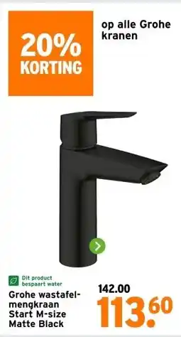 GAMMA Grohe wastafel- mengkraan Start M-size Matte Black aanbieding