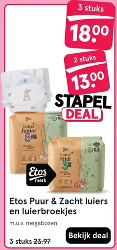 Etos Etos puur & zacht luiers en luierbroekjes aanbieding