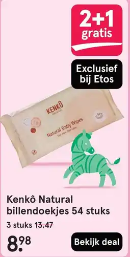 Etos Kenkô natural billendoekjes 54 stuks aanbieding