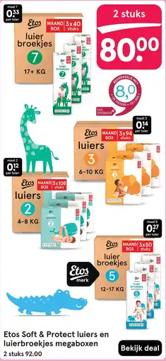 Etos Etos soft & protect luiers en luierbroekjes megaboxen aanbieding