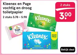 Etos Kleenex en page vochtig en droog toiletpapier aanbieding