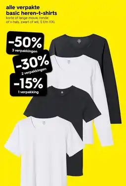 HEMA Alle verpakte basic heren t-shirts aanbieding