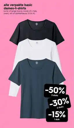 HEMA Alle verpakte basic dames t-shirts aanbieding