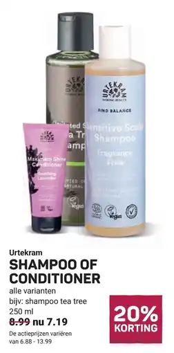 Ekoplaza Urtekram shampoo of conditioner aanbieding