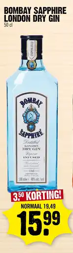 Super Dirck 3 Bombay sapphire london dry gin aanbieding