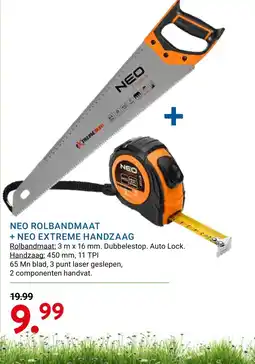 Kluswijs Neo rolbandmaat + neo extreme handzaag aanbieding