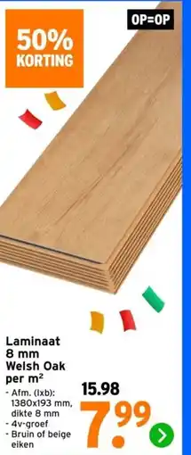 GAMMA Laminaat 8 mm Welsh Oak per m² aanbieding