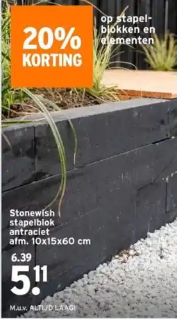 GAMMA Stonewish stapelblok antraciet aanbieding
