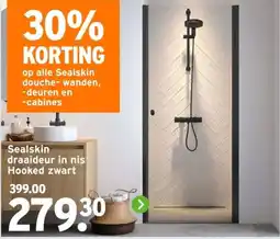 GAMMA Sealskin draaideur in nis hooked zwart aanbieding