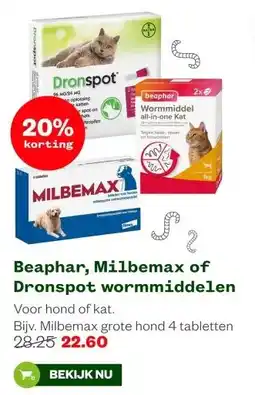 Welkoop Beaphar, Milbemax of Dronspot wormmiddelen aanbieding