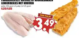 MCD Supermarkt PANGASIUSFILET NATUREL OF VOORGEBAKKEN LEKKERBEKJES MET KRUIDEN aanbieding
