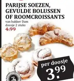 MCD Supermarkt PARIJSE SOEZEN, GEVULDE BOLUSSEN OF ROOMCROISSANTS aanbieding