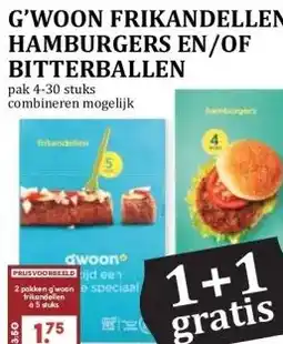 MCD Supermarkt G'WOON FRIKANDELLEN, HAMBURGERS EN/OF BITTERBALLEN aanbieding
