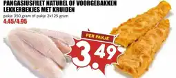 MCD Supermarkt Pangasiusfilet naturel of voorgebakken lekkerbekjes met kruiden aanbieding