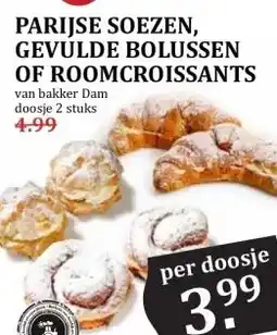 MCD Supermarkt PARIJSE SOEZEN, GEVULDE BOLUSSEN OF ROOMCROISSANTS aanbieding