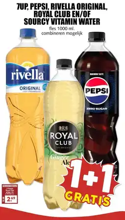 MCD Supermarkt 7UP. Pepsi, Rivella original. Royal Club en/of Sourcy Vitamin water aanbieding