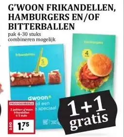 CoopCompact G'WOON FRIKANDELLEN, HAMBURGERS EN/OF BITTERBALLEN aanbieding
