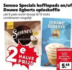 Coop Senseo Specials koffiepads en/of Douwe Egberts oploskoffie aanbieding