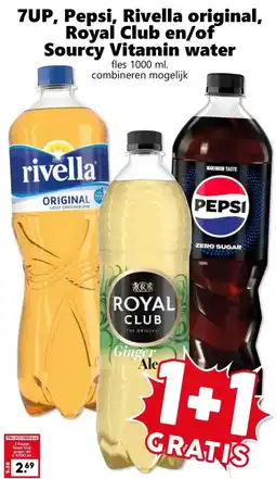 CoopCompact 7UP. Pepsi, Rivella original. Royal Club en/of Sourcy Vitamin water aanbieding