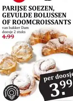 Coop PARIJSE SOEZEN, GEVULDE BOLUSSEN OF ROOMCROISSANTS aanbieding