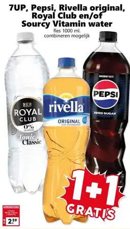 Coop 7UP, Pepsi, Rivella original, Royal Club en/of Sourcy Vitamin water aanbieding