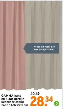 GAMMA GAMMA kant en klaar gordijn lichtdoorlatend zand aanbieding