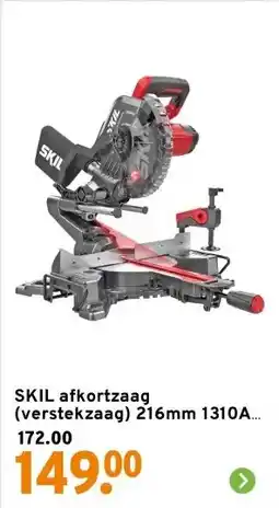 GAMMA SKIL afkortzaag (verstekzaag) 216mm 1310AA 1600W inclusief trekfunctie, laser en snelklem aanbieding