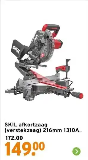 GAMMA SKIL afkortzaag (verstekzaag) 216mm 1310AA 1600W inclusief trekfunctie, laser en snelklem aanbieding