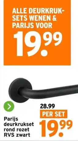 GAMMA Parijs deurkrukset rond rozet RVS zwart aanbieding