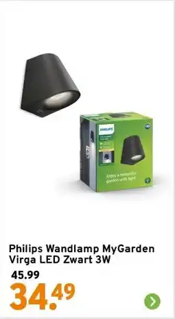 GAMMA Philips Wandlamp MyGarden Virga LED Zwart 3W aanbieding