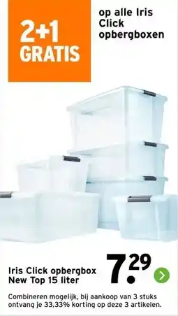 GAMMA Iris Click opbergbox New Top 15 liter aanbieding