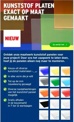 GAMMA KUNSTSTOF PLATEN EXACT OP MAAT GEMAAKT aanbieding