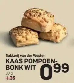 Ekoplaza Bakkerij van der Westen KAAS POMPOEN- BONK WIT aanbieding