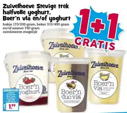 Boon`s Markt Zuivelhoeve Stevige trek halfvolle yoghurt. Boer'n vla en/of yoghurt aanbieding