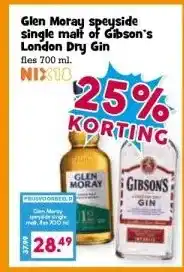Boon`s Markt Glen Moray speyside single malt of Gibson's London Dry Gin aanbieding