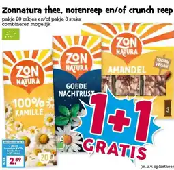 Boon`s Markt Zonnatura thee, notenreep en/of crunch reep aanbieding