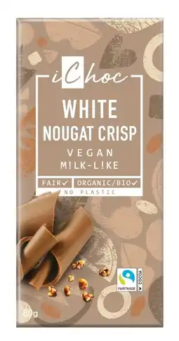 De Online Drogist iChoc White Nougat Crisp Chocoladereep aanbieding