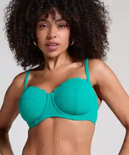 Hunkemoller Hunkemöller Voorgevormde beugel bikinitop Scallop Cup E + Groen aanbieding