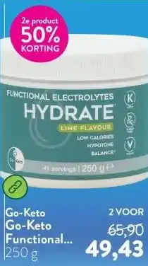 Holland & Barrett Go-Keto Functional Electrolytes Hydrate Lime aanbieding