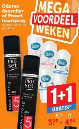 Coop Odorex deoroller of Proset haarspray aanbieding