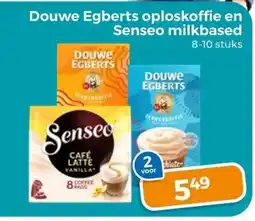 Trekpleister Douwe Egberts oploskoffie en Senseo milkbased aanbieding