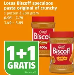Poiesz Lotus Biscoff speculoos pasta original of crunchy aanbieding