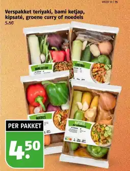 Poiesz Verspakket teriyaki, bami ketjap, kipsaté, groene curry of noedels aanbieding