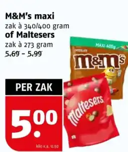 Poiesz M&M's maxi of Maltesers aanbieding