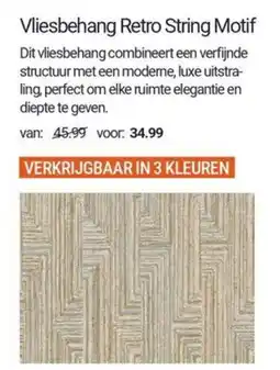 Inter Chalet Vliesbehang Retro String Motif aanbieding