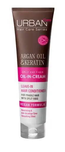 De Online Drogist Urban Care Argan Oil & Keratin Oil-In-Cream Leave-In Hair Conditioner 150ML aanbieding